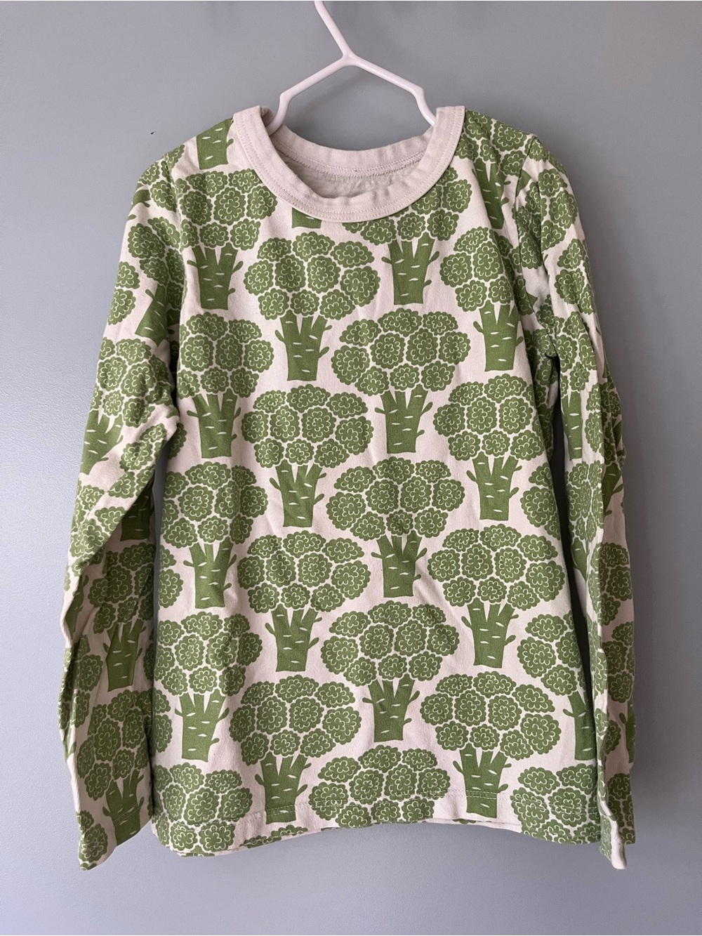Winter Water Factory Kids Long Sleeve Broccoli Print Top - Green